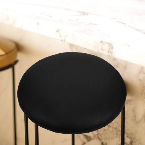 Black PU Round Bar Stool Replacement Seat Cushion for Home Use 2