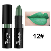 (Olive Green) 12 color Waterproof Velvet Matte Black White Lipstick Lasting Pigment Green Purple Lipstick Christmas Halloween Party