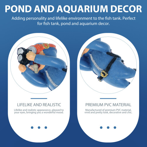 Blue Simulation Diver Model PVC Fish Tank Decoration Accessory 2