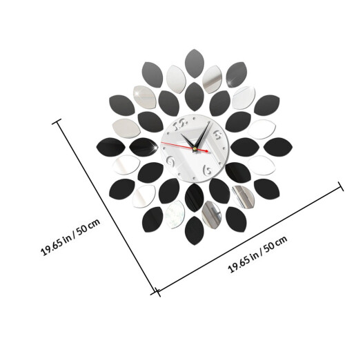 1Pc Lemon 3D Wall Clock Silver Plastic Mirror Sticker Mute Home Decor 1