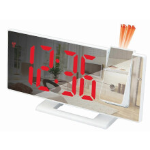 (color04) Projection Digital Alarm Clock Temperature Humidity Night Mode Snooze USB Plug-in Projector Table LED Clock