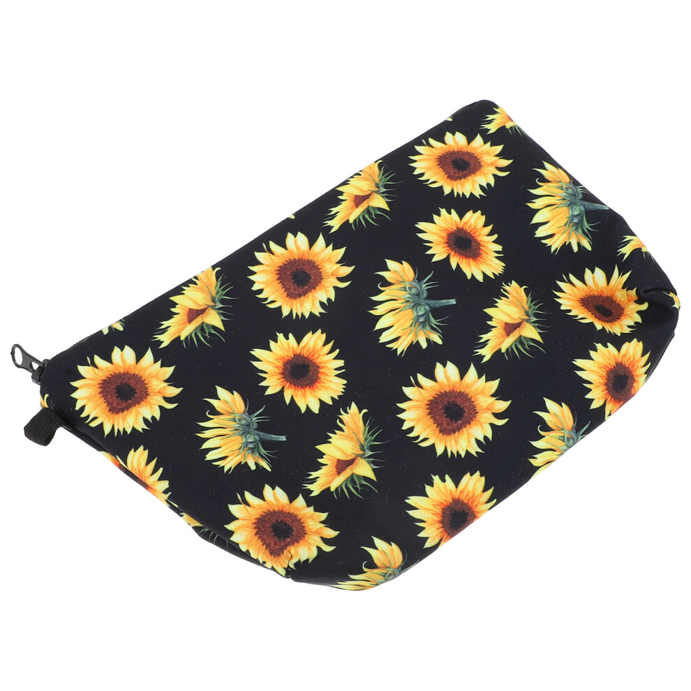 Artibetter Black Compact Makeup Bag Durable Zippered Cosmetic Carry Case