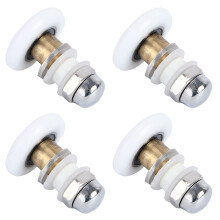 4Pcs Durable Silver Sliding Door Wheels with Nylon Copper for Bathroom