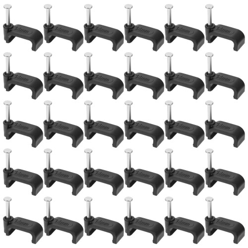 100Pcs Black Cable Fixing Half Clamps with Nails Wire Plumbing Clips
