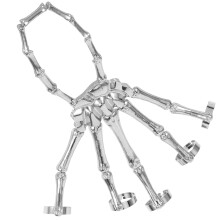 1Pc Vintage Silver Alloy Skull Bracelet Cool Halloween Wrist Jewelry
