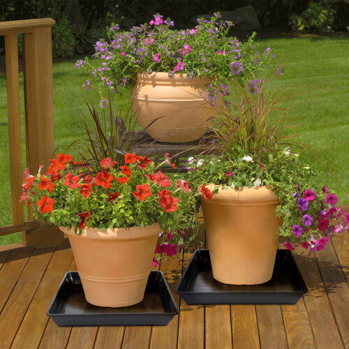 2pcs Black Planter Tray Square Drip Tray For Indoor Planting 1