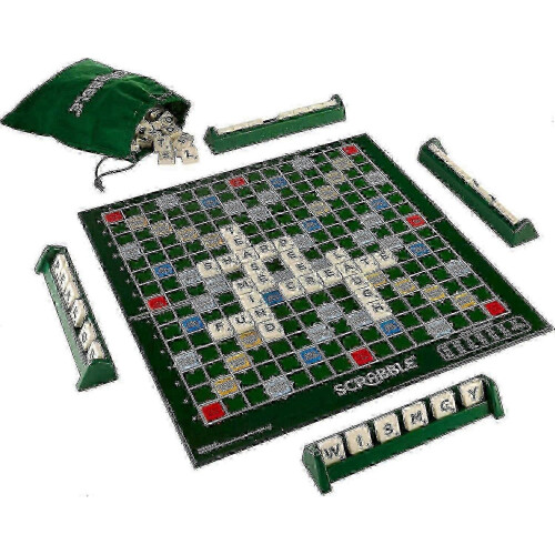 Deluxe Scrabble Set with Locking Tiles for Family Fun_fosm