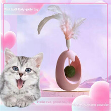 (pink) Feather Tumblers Cat Toy Tumble toy Feather Teaser Stick with Catnip Ball  Pet Exercise and Motion Toys Moving