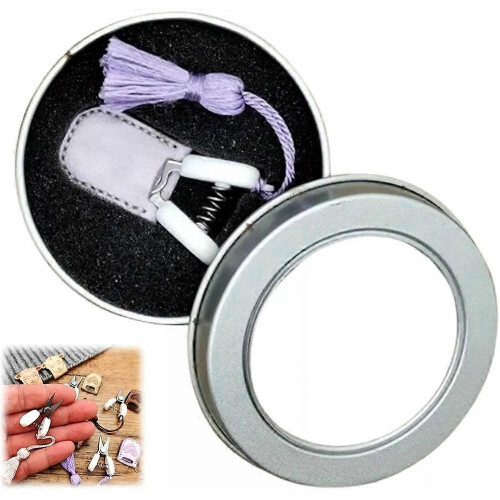 (purple) Tiny Craft Knitting Scissors Set,Mini Knitting Scissors Set With Protective Case