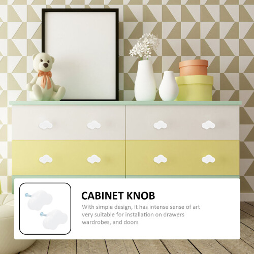 1Set Cartoon Cloud Ceramic Drawer Knob Furniture Accessory White Pull 2