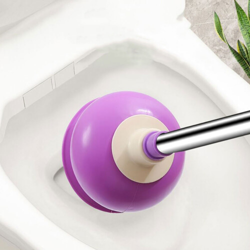 1Pc Purple Rubber Dredging Tool PVC Handle Bathroom Cleaning 2