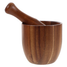 1Set Küchenmöbel Holz Gewürzmörser Und Knoblauchzerkleinerer Handmühle