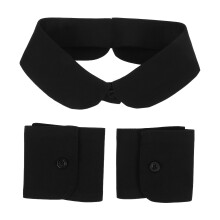 1Set Abnehmbare Blusenkragen Und Manschetten Schwarz Nylon