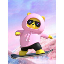 (Lotus Root Pink) Cartoon Bear Skateboard Doll Ornament Fun Ornaments Car Interior Decorations dynamic bears