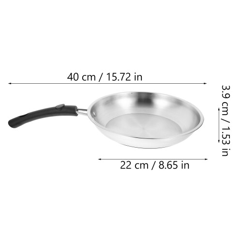 1Pc Silver Rounded Non-Stick Frying Pan Stainless Steel 1