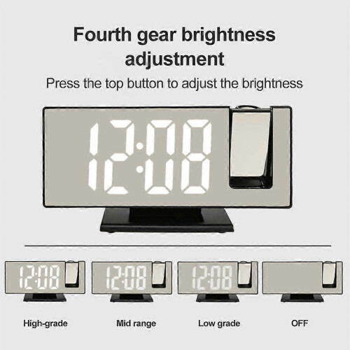 (color02) Projection Digital Alarm Clock Temperature Humidity Night Mode Snooze USB Plug-in Projector Table LED Clock 1