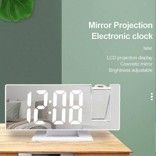 (color02) Projection Digital Alarm Clock Temperature Humidity Night Mode Snooze USB Plug-in Projector Table LED Clock 2