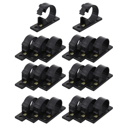20Pcs Black Plastic Cord Organizer Self-Adhesive Cable Clips for Home 2
