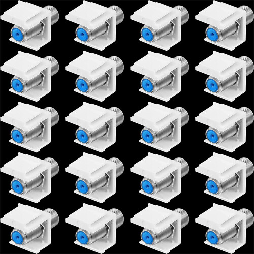 20-Pack Coax  Jack Insert,F-Type RG6 Cable Extender Female to Female for Wall Plate and Patch Panel 1