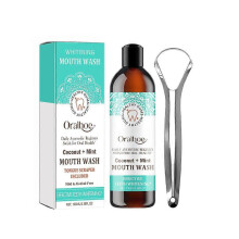 (1pc) 3x Advanced Oil Pulling with Tongue Scraper, Natural Alcohol Free Mouthwash with Coconut Oil