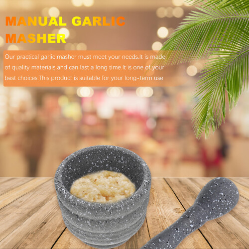 1Set Grey Garlic Grinding Pot Plastic Masher for Home Kitchen Use 2