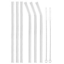 Glass Drinking Straw - Reusable, Eco-friendly, Transparent with Cleaning Brush