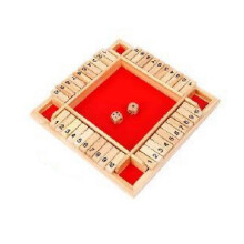 (red) Funny Family Games-Shut The Box Wooden Dice Board Game