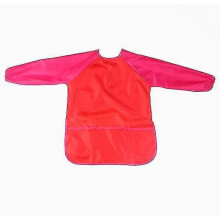 (M, Red) Painting Apron Nylon, Waterproof Painting Apron With Sleeves, Children's Craft Apron For Kids 7 To 12 Years