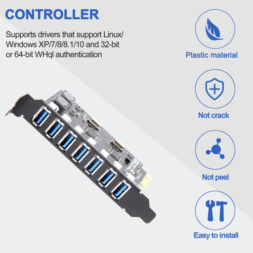 USB 3.0 PCI-E Expansion Card Adapter 7  Hub Adapter External Controller PCI-E Extender PCI Express Card for Desktop 2