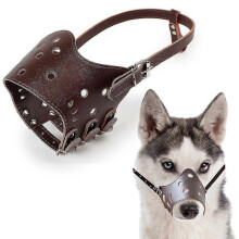 (XL)Dog Muzzle Leather, Comfort Secure Anti-barking Muzzles For Dog, Breathable And Adjustable, Allows Drinking And Eating(coffee)
