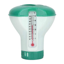 (blue) Floating Chlorine Dispenser with Thermometer Swimming Pool Floating Chemical