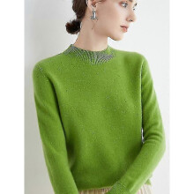 (S,Light Green China)100% Wool Cashmere Sweater Women Knitted Sweater Turtleneck Long Sleeve Pullover Autumn Winter Clothing Warm Jumper Tops - DD
