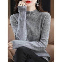 (M,Grey China)100% Wool Cashmere Sweater Women Knitted Sweater Turtleneck Long Sleeve Pullover Autumn Winter Clothing Warm Jumper Tops - DD