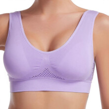 (2XL,Light purple)Breathable Cool Liftup Air Bra 2024 New Plus Size Breathable Mesh Hole Underwear No Underwire High