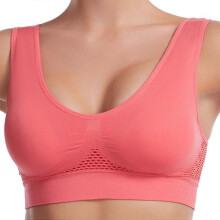 (M,Pink)Breathable Cool Liftup Air Bra 2024 New Plus Size Breathable Mesh Hole Underwear No Underwire High