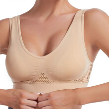 (4XL,Apricot)Breathable Cool Liftup Air Bra 2024 New Plus Size Breathable Mesh Hole Underwear No Underwire High