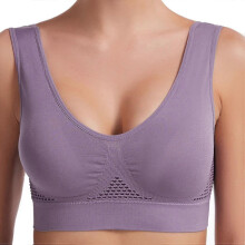 (3XL,Purple)Breathable Cool Liftup Air Bra 2024 New Plus Size Breathable Mesh Hole Underwear No Underwire High