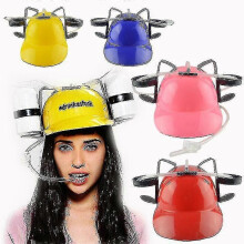 (yellow) Beer Soda Drink Helmet Party Hat Birthday Party Outdoor Beer Hat Lazy Drinking Drink Helmet Hat Hood