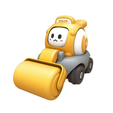 (Yellow) Childrens Cartoon Toy Car Face Changing Whistle Inertia Back Pull Engineering Car Beach Home Fun Car Play Toy for Kids Gifts - Ri