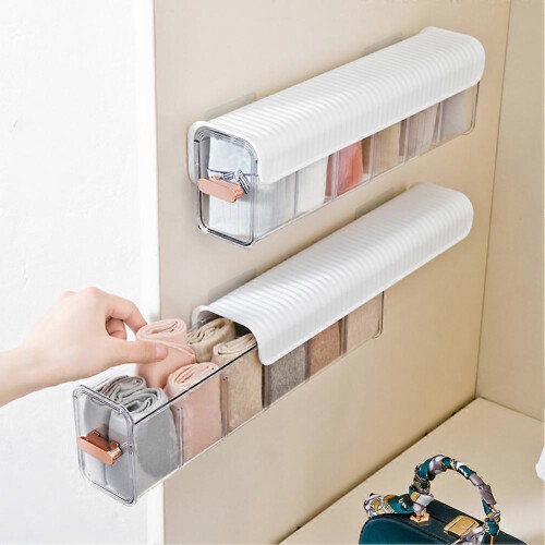 (white) Wall Mounted Storage Boxes, 6 Cell Wall Mounted Boxes for Lingerie, Socks 1