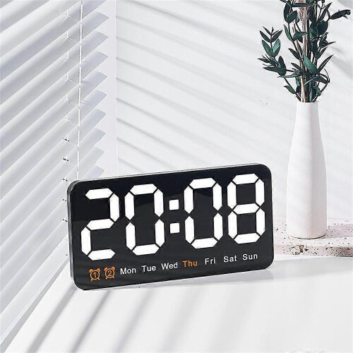 (color03) LED Digital Clock 8.5 Inch Large Display LED Alarm Clock w/Date Week Temperature 1