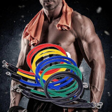 11-Piece Sports Fitness Resistance Band Set Stretching Tools Strength Training Rings - DD01