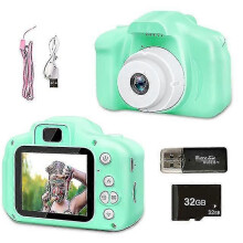 (32G TF Card, Green) Kids Camera Waterproof 1080p Hd Screen Photography Video Camera Outdoor Toy - DD