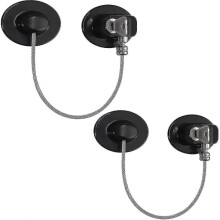 2 Pc Child Safety Lock for Cupboards, Fridge Locks with Key Black Adhesive Freezer Door Lock Cable Catch for Child Safety Used
