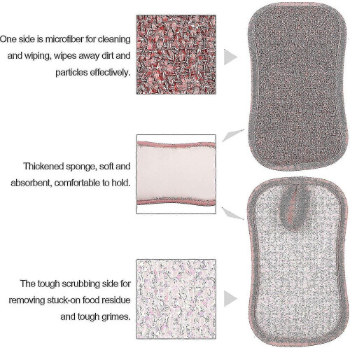 6 Pack Kitchen Scrub Sponges Reusable Non-scratch Microfiber Sponge Heavy Duty - Pengj 2