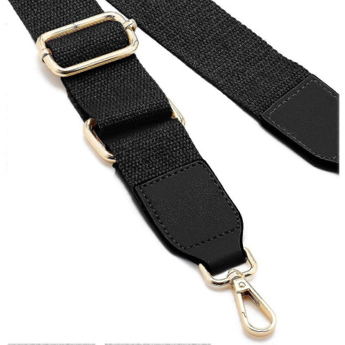 Women's Wide Shoulder Bag Strap, Adjustable Replacement Leather Long shoulder strap(Black) - DD01