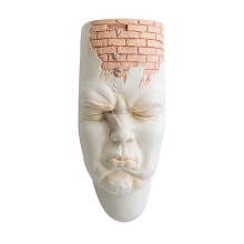 Noords Abstract Menselijk Gezicht Muurvaas Horror Menselijk Gezicht Muurhangende Bloempot Menselijk Portret Muurplanter Home Decor-C