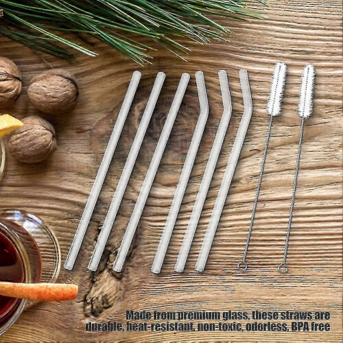 Glass Drinking Straw - Reusable, Eco-friendly, Transparent with Cleaning Brush 2