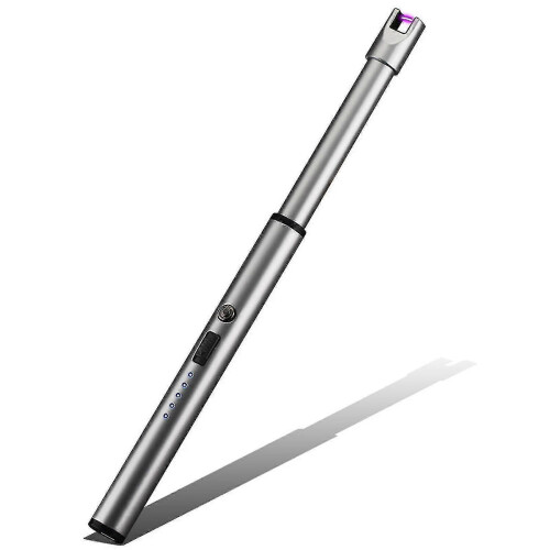 (Dumb Silver) Electric Lighter Usb Rechargeable Lighter Candle Lighter  Arc Windproof Lighter