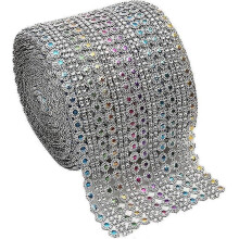 Ri - 10 Yards 9 Meters, Rhinestone Stitched Edges, 16 Rows Of Rhinestone Ribbon, Rolls Of Diamonds, Mesh Rhinestone Ribbon, Sparkling Crystal Decorati
